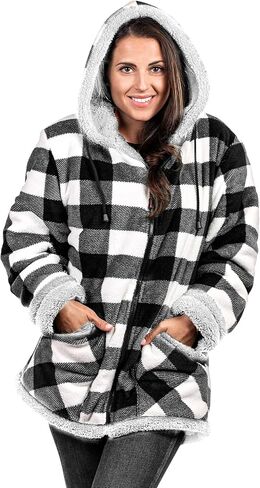 TrailCrest Ladies Smart Plush Sherpa Lined Hooded Sweater Jacket, Zip Up Classic in Kuwait