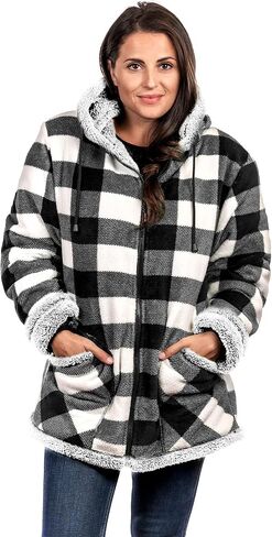 TrailCrest Ladies Smart Plush Sherpa Lined Hooded Sweater Jacket, Zip Up Classic in Kuwait