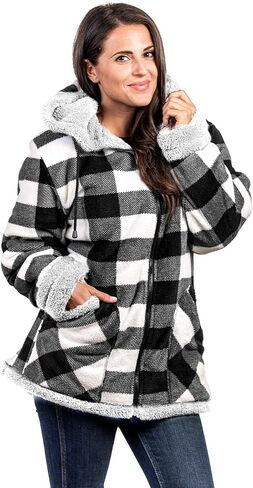 TrailCrest Ladies Smart Plush Sherpa Lined Hooded Sweater Jacket, Zip Up Classic in Kuwait