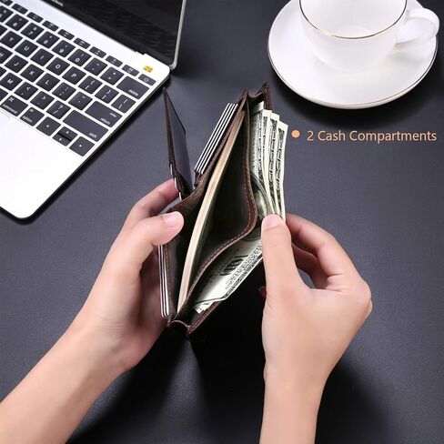 GOIACII Wallets for Men Large Capacity Genuine Leather RFID Bifold Men Wallet/Credit Card Holder with ID Window in Kuwait