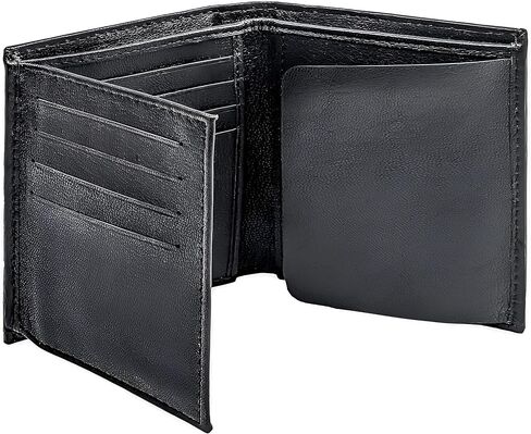 محفظة شارة شرطة Winchester ثنائية الطي RFID Blocking جلد طبيعي محبب بالكامل، تناسب أي شكل شارة مع دبوس الظهر، أسود, أسود, Bifold in Kuwait