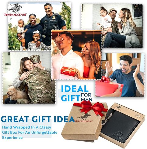 محفظة شارة شرطة Winchester ثنائية الطي RFID Blocking جلد طبيعي محبب بالكامل، تناسب أي شكل شارة مع دبوس الظهر، أسود, أسود, Bifold in Kuwait