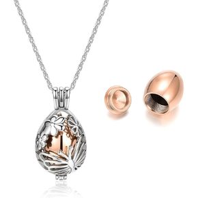 PESOENTH Cremation Urn Necklace for Ashes Women Memorial Jewelry, Stainless Steel Hollow Flower Human Pet Ash Keepsake Hair Locket Pendant Necklace Gifts,w/Funnel Kit in Kuwait