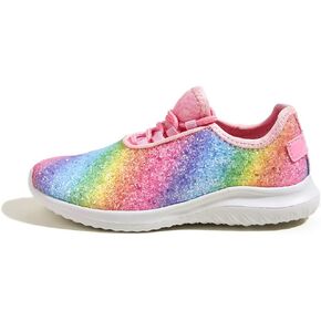 K KIP WOK Girls Glitter Sneakers Sparkle Slip On Walking Shoes for Kids/Children Breathable Running Sneakers