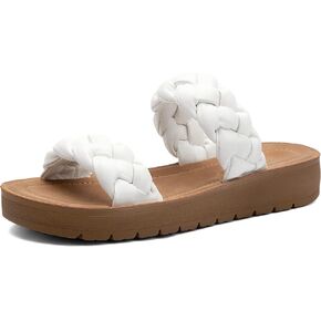 MaxMuxun Women's Braided Flat Sandals 2025 Two Band Open Toe Slide Sandals Slip On Summer Casual Mules Shoes in Saudi Arabia