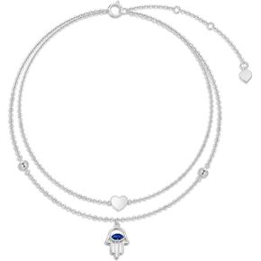 SISGEM Solid 14K Gold Layered Anklet for Women, Real Gold Evil Eye Hamas Hand Anklet Bracelet Foot Bracelet Fine Jewelry Anniversary Birthday Gifts for Her, Wife, Mom, 8''+2'' in Saudi Arabia