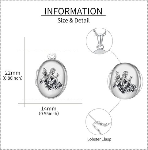 CUPENDA Moon Fairy Locket Necklace for Women Sterling Silver Elf Angel Locket Pendant Holds Pictures Jewelry Gifts for Women in Saudi Arabia