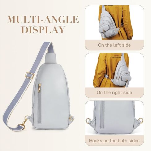 Missnine Sling Bag for Women Quilted PU Leather Fanny Pack Crossbody Bags Trendy Chest Bag Hiking Cycling Travel with Tassel in Kuwait