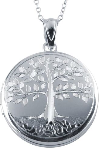 Sterling Silver Round Shape Tree of Life Fashion Locket Pendant with Chain for Women in Saudi Arabia