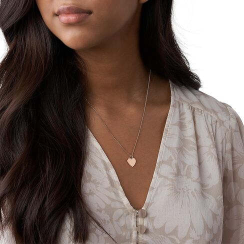 Fossil Women's Plated Stainless Steel Engravable Personalized Gift Pendant Chain Necklace for Women in Kuwait