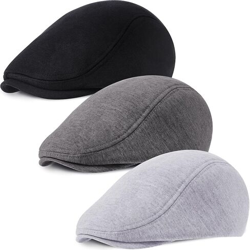 3 Pieces Newsboy Men's Hat Soft Stretch Fit Men Cap Cabbie Driving Cap for Men in Kuwait