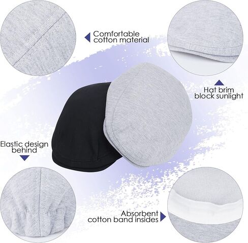 3 Pieces Newsboy Men's Hat Soft Stretch Fit Men Cap Cabbie Driving Cap for Men in Kuwait