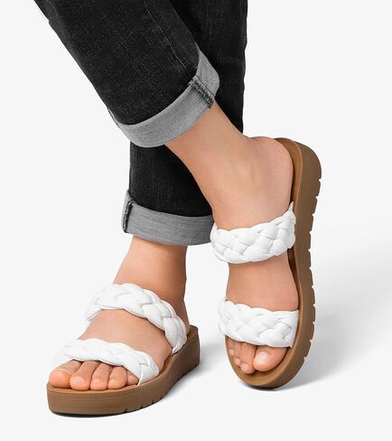 MaxMuxun Women's Braided Flat Sandals 2025 Two Band Open Toe Slide Sandals Slip On Summer Casual Mules Shoes in Saudi Arabia