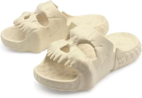 Cheval Skull Slide Sandals for Women Men Anti-Slip Cushioned Slippers EVA Thick Soft Slides Open Toe Slide on Indoor Outdoor Beach Pool Sandals Khaki in Kuwait