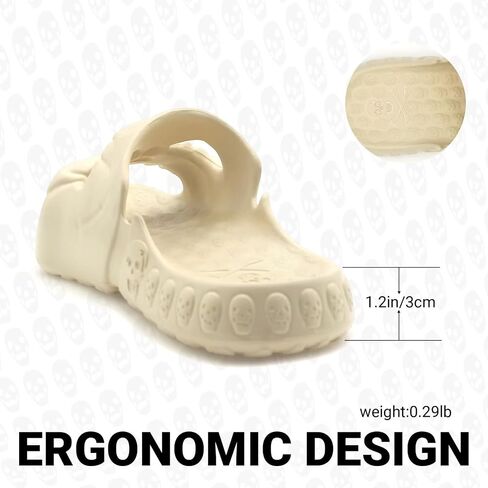 Cheval Skull Slide Sandals for Women Men Anti-Slip Cushioned Slippers EVA Thick Soft Slides Open Toe Slide on Indoor Outdoor Beach Pool Sandals Khaki in Kuwait
