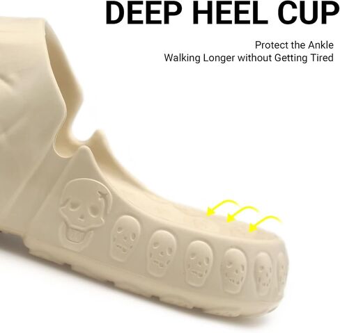 Cheval Skull Slide Sandals for Women Men Anti-Slip Cushioned Slippers EVA Thick Soft Slides Open Toe Slide on Indoor Outdoor Beach Pool Sandals Khaki in Kuwait