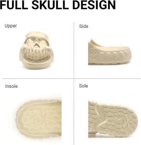 Cheval Skull Slide Sandals for Women Men Anti-Slip Cushioned Slippers EVA Thick Soft Slides Open Toe Slide on Indoor Outdoor Beach Pool Sandals Khaki in Kuwait