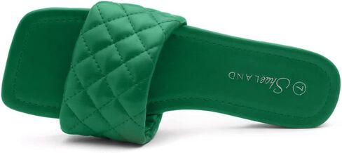 Shoe Land Women’s Flat Sandals – Quilted One-Band Fashion Slides with Square Open Toe & Comfort Footbed | Dressy Casual Slip-On Sandals for Summer, Travel & Daily Wear in Saudi Arabia