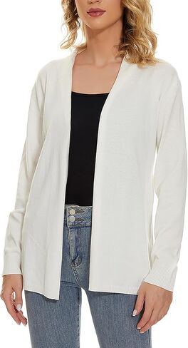 Satuun Women's Casual Open Front Lightweight Cardigan Long Sleeve Breathable Soft Drape Duster in Kuwait