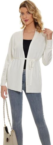 Satuun Women's Casual Open Front Lightweight Cardigan Long Sleeve Breathable Soft Drape Duster in Kuwait
