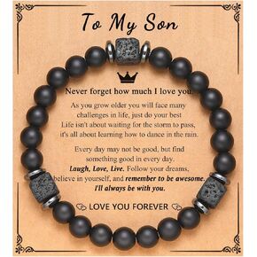 To My Husband, Boyfriend, Son, Grandson, Dad, Grandpa, Papa, Daddy, Brother, Man, Stepdad, Uncle, Fiance, Soulmate, Nephew, Godfather Gifts, Elastic Rope Bracelet for Men Teen Boys