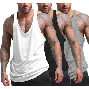 COOFANDY Men's 3 Pack Tank Tops Gym Workout Shirt Y-Back Sleeveless Muscle Fitness Bodybuilding Tank Shirts
