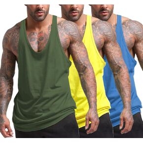 COOFANDY Men's 3 Pack Tank Tops Gym Workout Shirt Y-Back Sleeveless Muscle Fitness Bodybuilding Tank Shirts