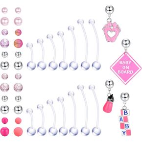 Sanfenly البلاستيك الحمل حلقات زر البطن شريط طويل حلقات السرة مرنة واضحة الاكريليك Bioplast الرياضة الأمومة البطن السرة حلقة التجنيب البطن ثقب المجوهرات 14G 14/16/18/32/35/38 مللي متر in Kuwait