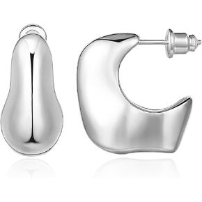 KissYan Chunky Gold Hoop Earrings for Women, 14K Gold Plated Lightweight Hollow Open Hoops Thick Teardrop Earrings Sterling Silver Post Fashion Jewelry Gifts in Saudi Arabia