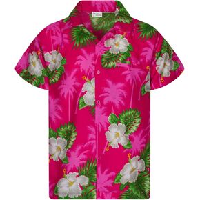 KING KAMEHA Funky Casual Hawaiian Shirt Kids Boys Girls Front Pocket Very Loud Shortsleeve Unisex Flower Print 2-14 Years in Saudi Arabia