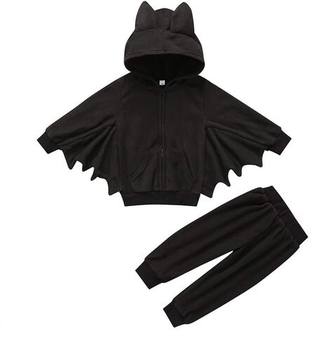 Weixinbuy Toddler Baby Boy's Girl's Halloween Costume Bat Style Cosplay Clothes Set Winter Outerwear Hooded Coat in Saudi Arabia