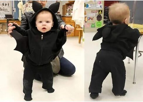 Weixinbuy Toddler Baby Boy's Girl's Halloween Costume Bat Style Cosplay Clothes Set Winter Outerwear Hooded Coat in Saudi Arabia