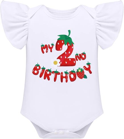 IDOPIP Baby Girls Strawberry 1/2 1st 2nd 3rd Birthday Outfit Romper Tutu Skirt Headband Warmers for Cake Smash Photo Shoot in Kuwait