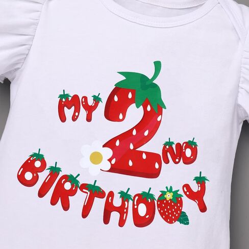 IDOPIP Baby Girls Strawberry 1/2 1st 2nd 3rd Birthday Outfit Romper Tutu Skirt Headband Warmers for Cake Smash Photo Shoot in Kuwait