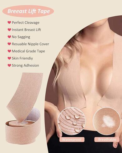 شريط Ginmewrae Boob Tape وشريط رفع الثدي ومجموعة غطاء حلمة البتلة قطعتين من أجل حمالة صدر لاصقة بشريط A-DD in Kuwait