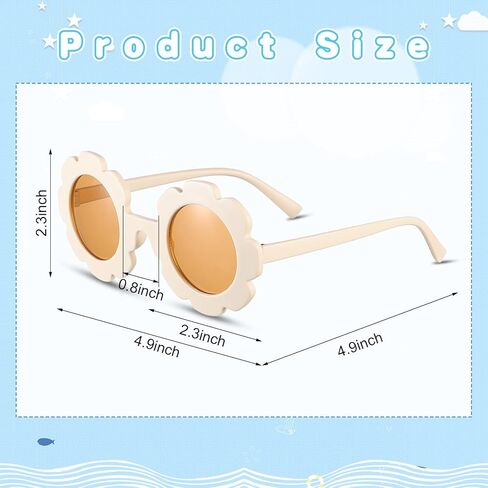 hwojjha3 Pieces Kids Flower Sunglasses Toddler Girls Round Flower Glasses Baby Cute Sunglasses Outdoor Beach Colorful Eyewear in Kuwait