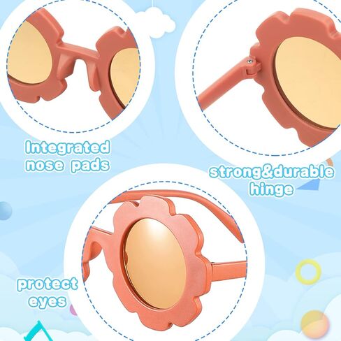 hwojjha3 Pieces Kids Flower Sunglasses Toddler Girls Round Flower Glasses Baby Cute Sunglasses Outdoor Beach Colorful Eyewear in Kuwait