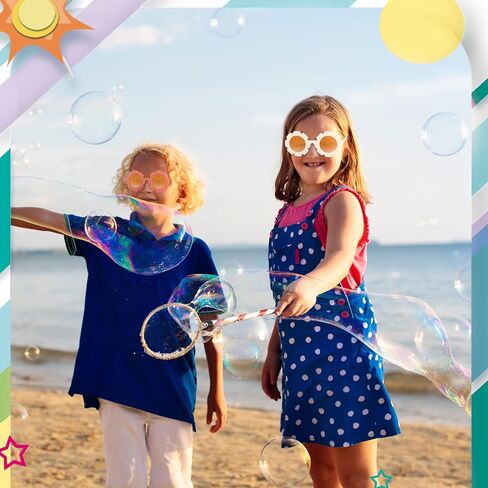 hwojjha3 Pieces Kids Flower Sunglasses Toddler Girls Round Flower Glasses Baby Cute Sunglasses Outdoor Beach Colorful Eyewear in Kuwait