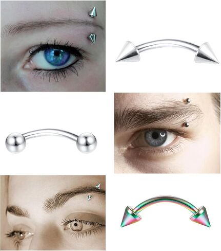 FIBO STEEL 16G 20Pcs Eyebrow Rings Lip Ring Barbell Curved Ring Tragus Daith Rook Earring Acrylic Piercing Jewelry for Women Men in Kuwait