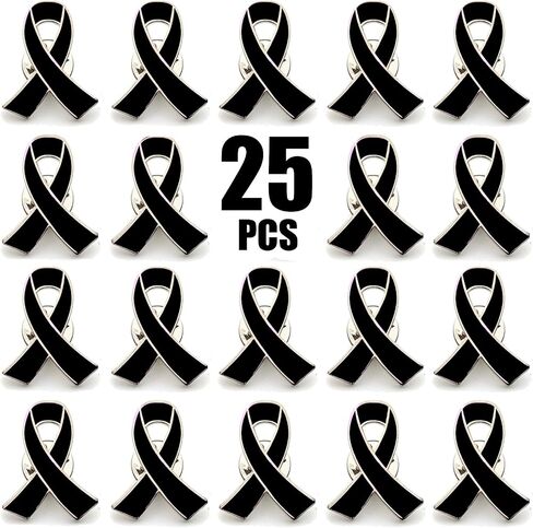 25 Pack Black Awareness Ribbon Enamel Lapel Pin in Saudi Arabia