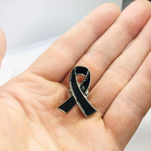 25 Pack Black Awareness Ribbon Enamel Lapel Pin in Saudi Arabia