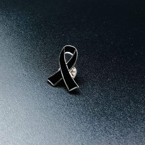 25 Pack Black Awareness Ribbon Enamel Lapel Pin in Saudi Arabia