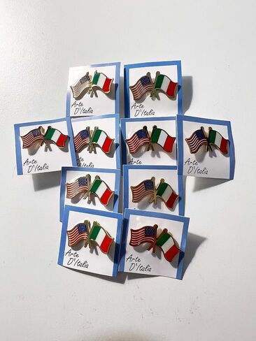 دبوس صدر العلم الأمريكي والإيطالي - من مجموعة إيطاليا من منتجات الفخر الإيطالية في PSILoveItaly in Kuwait