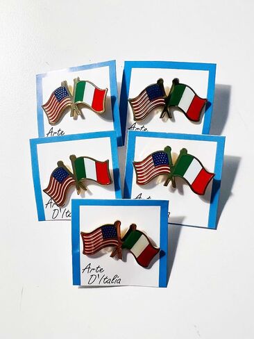دبوس صدر العلم الأمريكي والإيطالي - من مجموعة إيطاليا من منتجات الفخر الإيطالية في PSILoveItaly in Kuwait