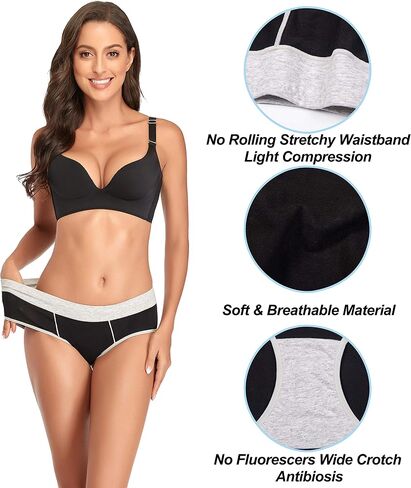 TUTUESTHER Hipster Panties for Women Cotton Mid Rise Briefs Underwear Full Coverage Sporty Underpants in Kuwait