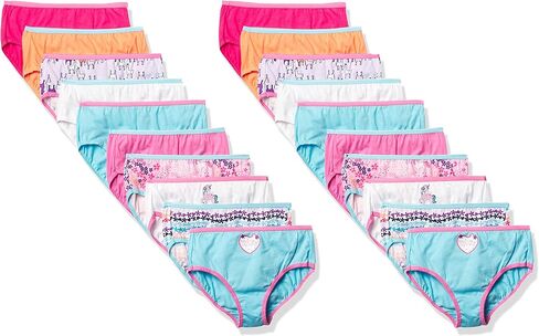 Hanes الفتيات Hanes سراويل داخلية بدون علامات قطن 100% للفتيات، متوفرة 10 و20 قطعة ملابس داخلية على طراز بيكيني، متنوعة، الولايات المتحدة in Kuwait