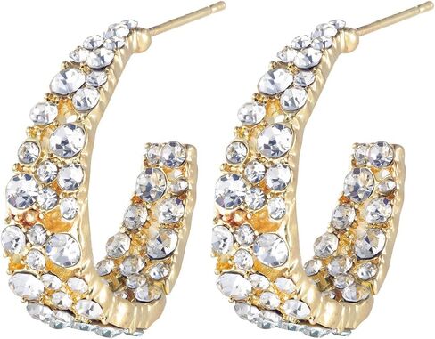 Statement Earrings for Women Bohemian Large Dangle Drop Hoop Earring Girls AB Rhinestone Crystal Sterling Silver Post in Saudi Arabia