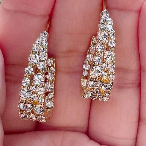 Statement Earrings for Women Bohemian Large Dangle Drop Hoop Earring Girls AB Rhinestone Crystal Sterling Silver Post in Saudi Arabia