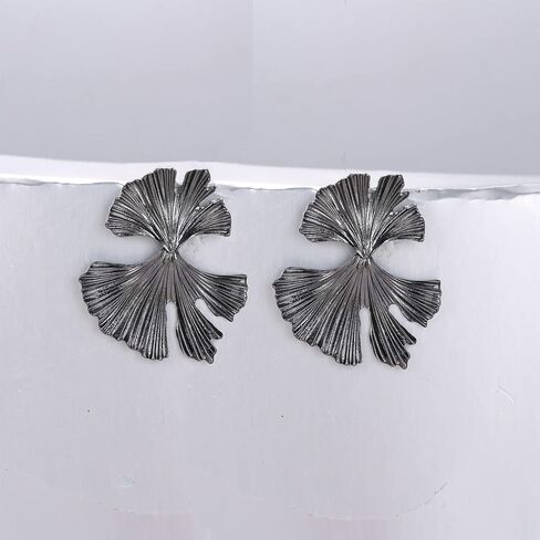 أقراط LOKLIFFAI Ginkgo Leaf Flower، حلق ذهبي هندسي للنساء والفتيات، تصميم عصري كبير مطلي بالذهب عيار 14 قيراط أقراط متدلية من Boho هدية مجوهرات in Kuwait