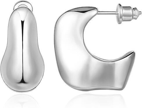 KissYan Chunky Gold Hoop Earrings for Women, 14K Gold Plated Lightweight Hollow Open Hoops Thick Teardrop Earrings Sterling Silver Post Fashion Jewelry Gifts in Kuwait